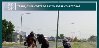 Trabajos de corte de pasto sobre colectoras