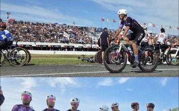 Sebastián Tolosa en el podio del Gran Prix Internacional de ciclismo