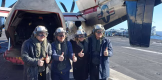 Milei arribó al portaaviones USS Nimitz y participa de los ejercicios navales conjuntos con Estados Unidos