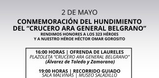 2 de mayo: acto en homenaje al Ara General Belgrano