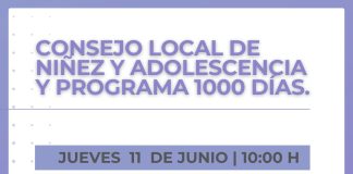 Convocan a un nuevo encuentro del Consejo Local de Niñez y Adolescencia y del Programa 1000 Días