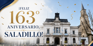 El intendente municipal y comercios de Saladillo saludan a la comunidad en el 163° aniversario de la ciudad
