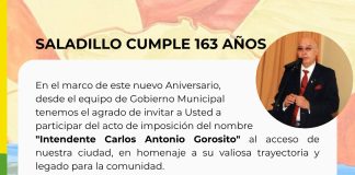 Saladillo homenajeará al exintendente Carlos Antonio Gorosito en su 163° aniversario