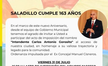 Saladillo homenajeará al exintendente Carlos Antonio Gorosito en su 163° aniversario