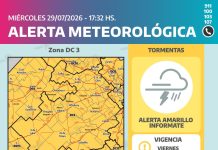 Defensa Civil emitió un alerta amarillo por tormentas para este viernes en Saladillo