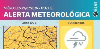 Defensa Civil emitió un alerta amarillo por tormentas para este viernes en Saladillo
