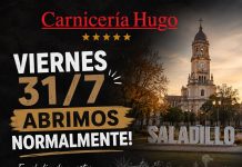 Carnicería Hugo atenderá normalmente durante el aniversario de Saladillo