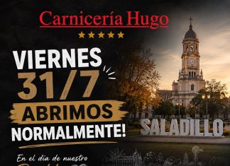 Carnicería Hugo atenderá normalmente durante el aniversario de Saladillo